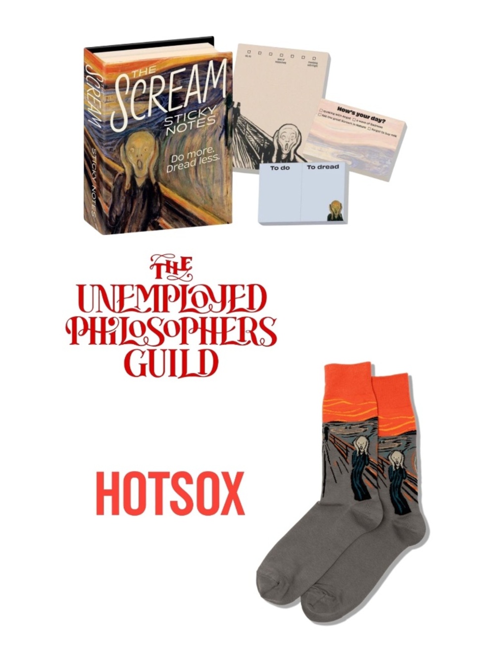Edvard Munch’s “The Scream” Mini Sticky Notes Set & Sock Bundle